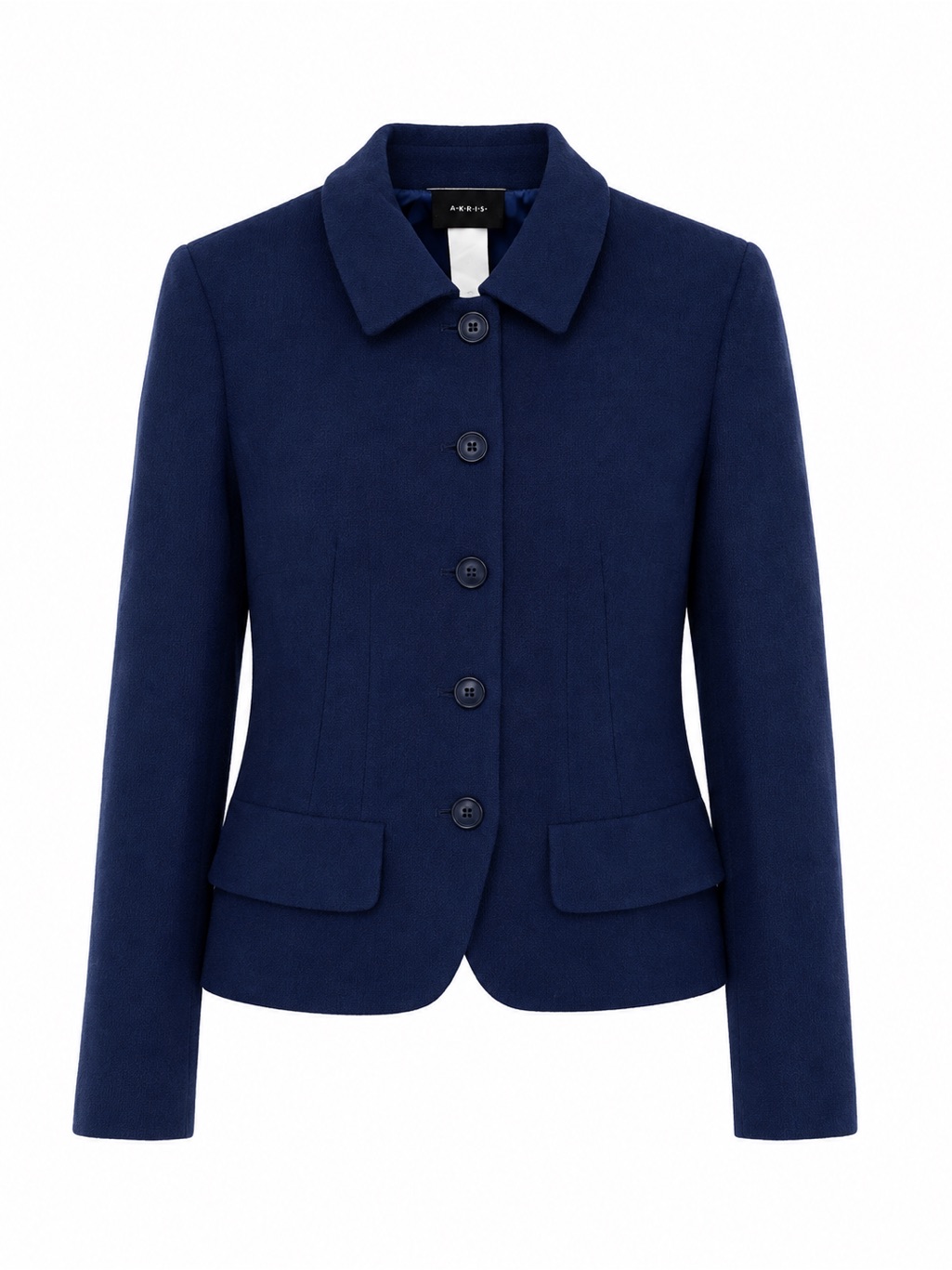 Akris Blue Virgin Wool Jacket Blazer Us 10 Swiss Made Luxury Nwt Retail $3390